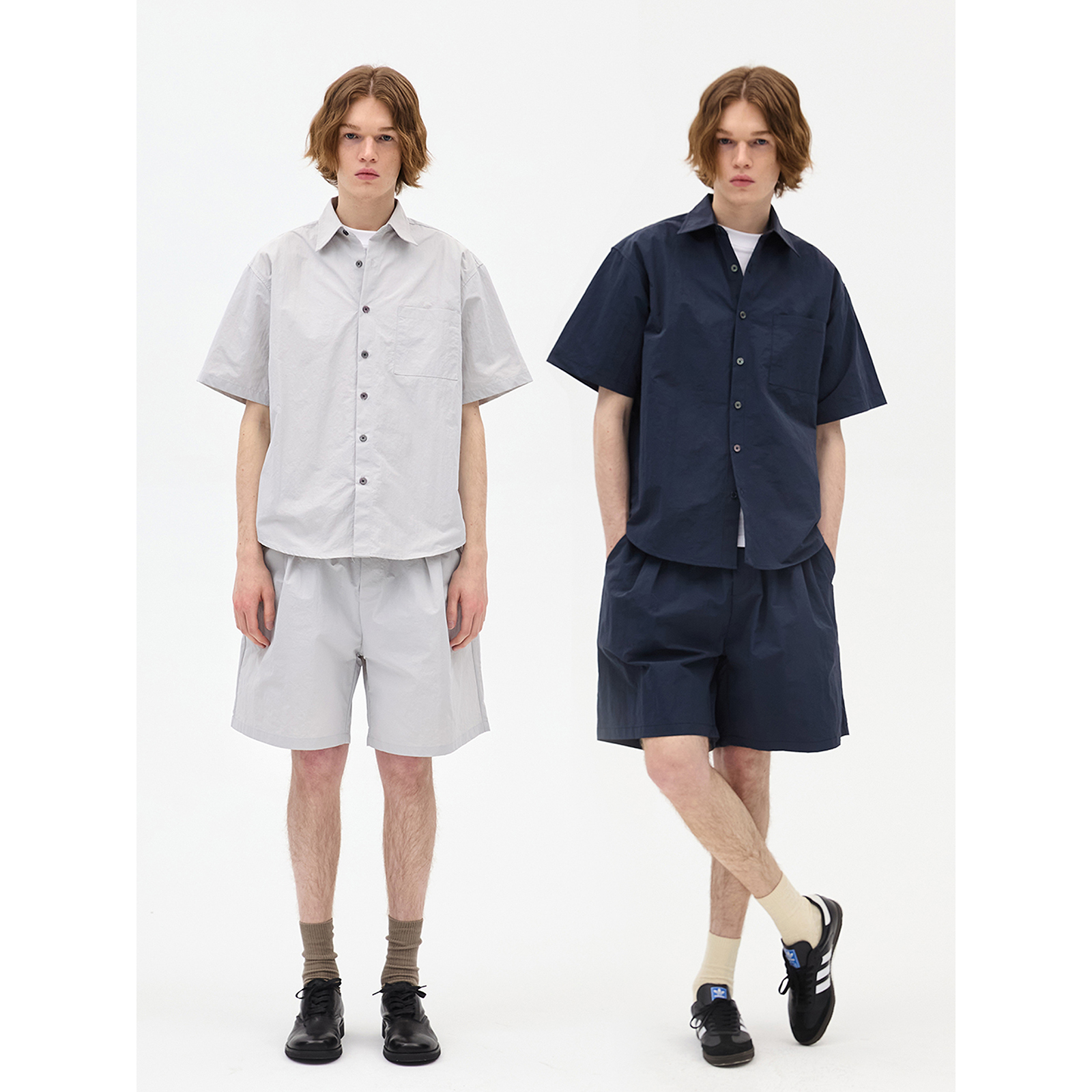 可乐生活CARPEM夏季速干防泼水日系宽松衬衫户外休闲运动套装男女