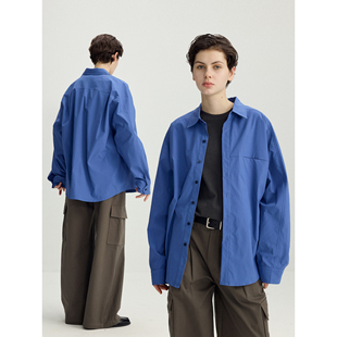 可乐生活CARPEM 免烫抗皱 克莱因蓝知识分子长袖衬衫