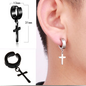 耳钉男士 潮人无耳洞嘻哈冷淡风单只酷耳夹十字架耳饰男女钛钢耳扣