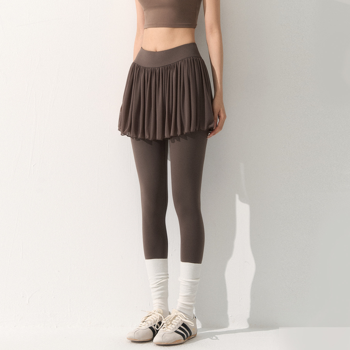 假两件裤裙女高腰收腹时尚超弹提拉普拉提运动健身网纱紧身长裤,运动服/休闲服装,健身裤,淘宝优惠券,粉丝福利购,淘宝优惠卷