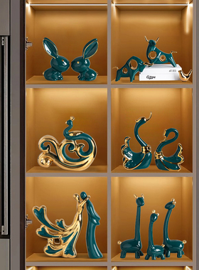 欧式轻奢陶瓷摆件家居饰品客厅电视柜酒柜装饰工艺品玄关高档摆设