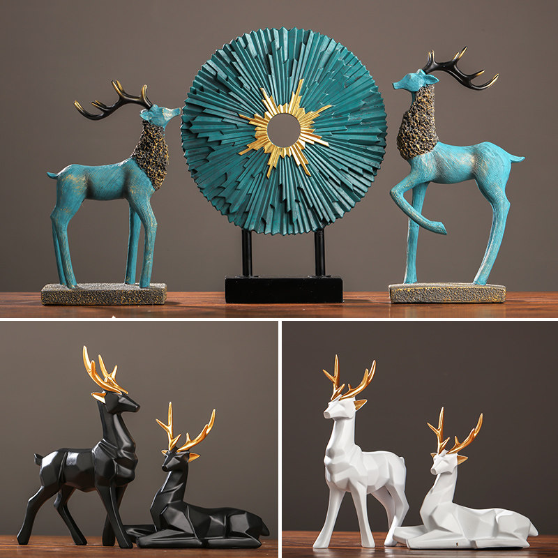 北欧创意欧式几何家居麋鹿装饰品摆设客厅电视柜红酒柜工艺品摆件,家居饰品,装饰摆件,淘宝优惠券,粉丝福利购,淘宝优惠卷