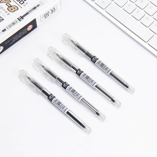 百通全针管中性笔简约风格学习办公黑色笔芯0.5mm签字笔文具批发
