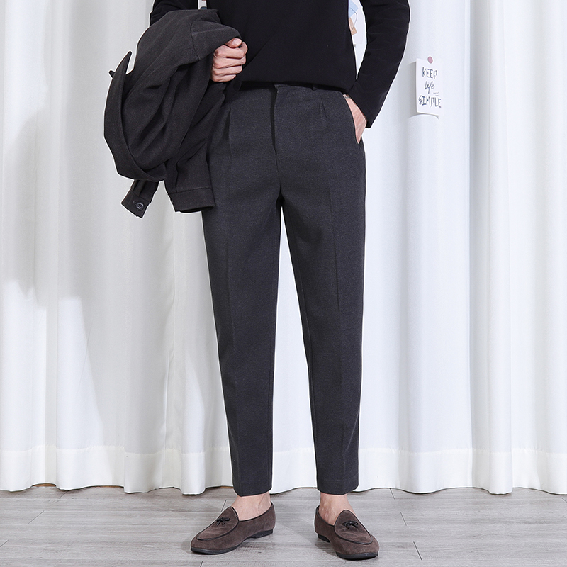 毛呢料宽松显瘦锥形保暖休闲裤