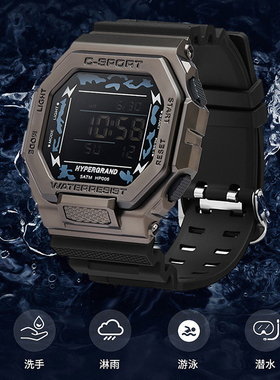 HYPERGRAND哈派格手表欧美电子黑武士小方块多功能防水潮流HYP006