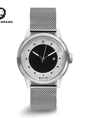 HyperGrand手表哈格石英表简约时尚男士钢带腕表三眼计时大表盘