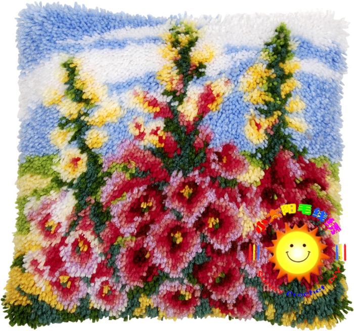 Latch Hook 钩针绣/抱枕/段段绣/毛线绣/靠垫/小太阳/花丛