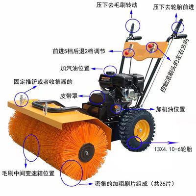 汽油地坪施工扫地扫灰土工地清扫机地面铣刨清灰机