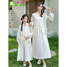 新中式国风套装女装2025夏装新款母女款汉服开衫背心裙子三件套潮