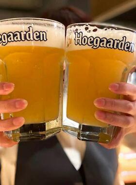 比利时福佳白啤酒杯玻璃超大容量精酿扎啤杯网红商用六角大号杯子