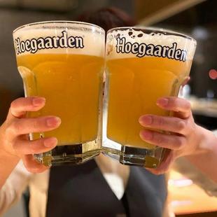 比利时福佳白啤酒杯玻璃超大容量精酿扎啤杯网红商用六角大号杯子
