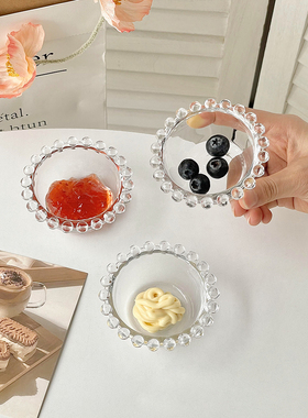 ins风珠边酱料碟 家用玻璃迷你小料碟沙拉蘸料碟果酱醋碟调味碟子