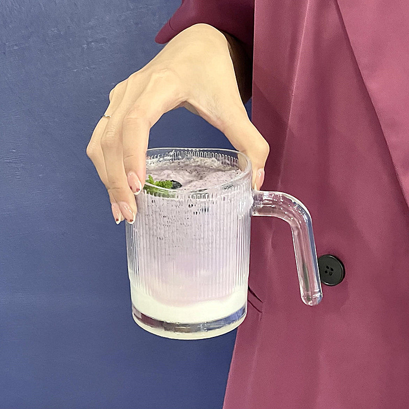 带把玻璃杯早餐牛奶餐厅果汁杯子