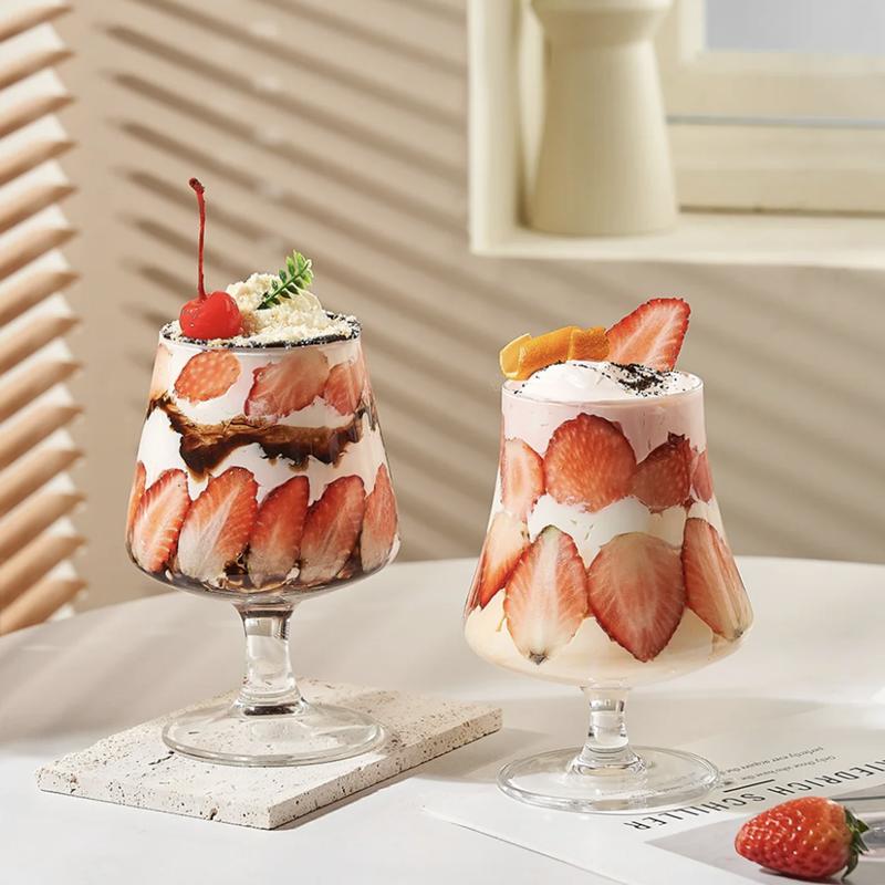 网红高脚玻璃草莓杯蛋糕甜品酒杯