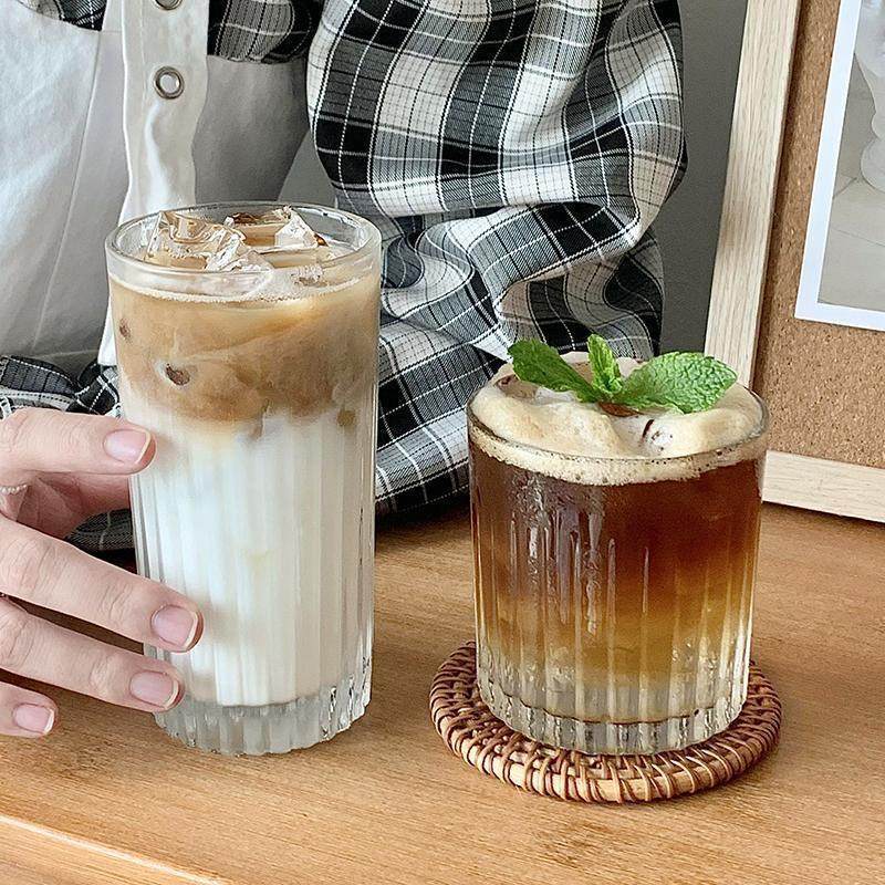耐热玻璃冰美式条纹拿铁咖啡杯