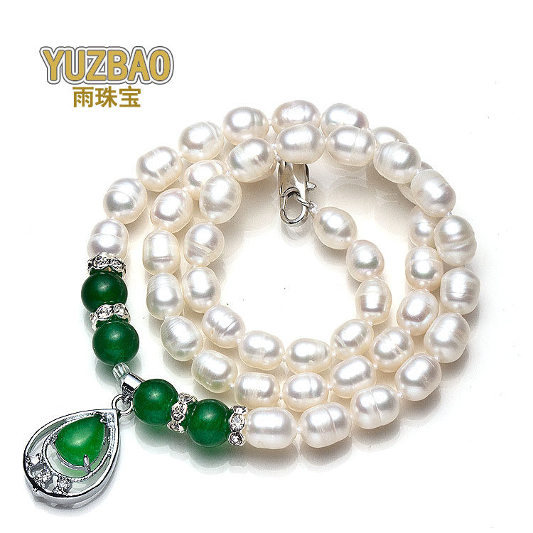 珍珠项链 天然淡水珍珠项链 女款  7-8-9mm米形珍珠 送妈妈 婆婆|ruв категории ювелирные изделия/алмаз/жадеит/золото, природный жемчуг (новый), монисто - от Buy2taobao.com для оказания профессиональной услуги покупки агента Taobao