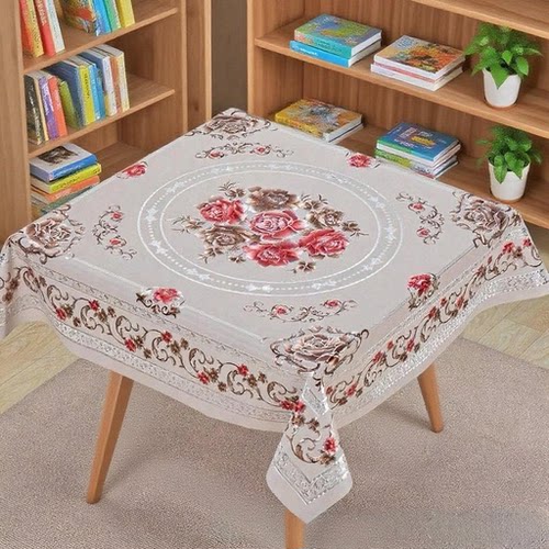 桌布防水防油防烫免洗PVC茶几垫不透明防尘盖布正方形餐桌布