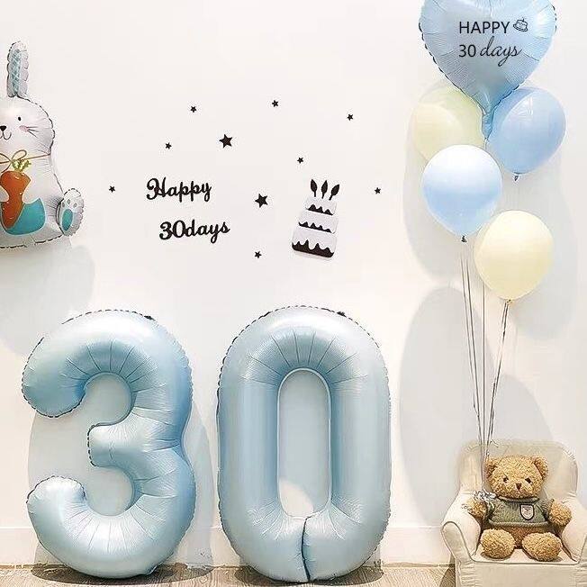 ins数字气球32寸铝膜儿童周岁男孩女孩生日派对装饰布置拍照道具