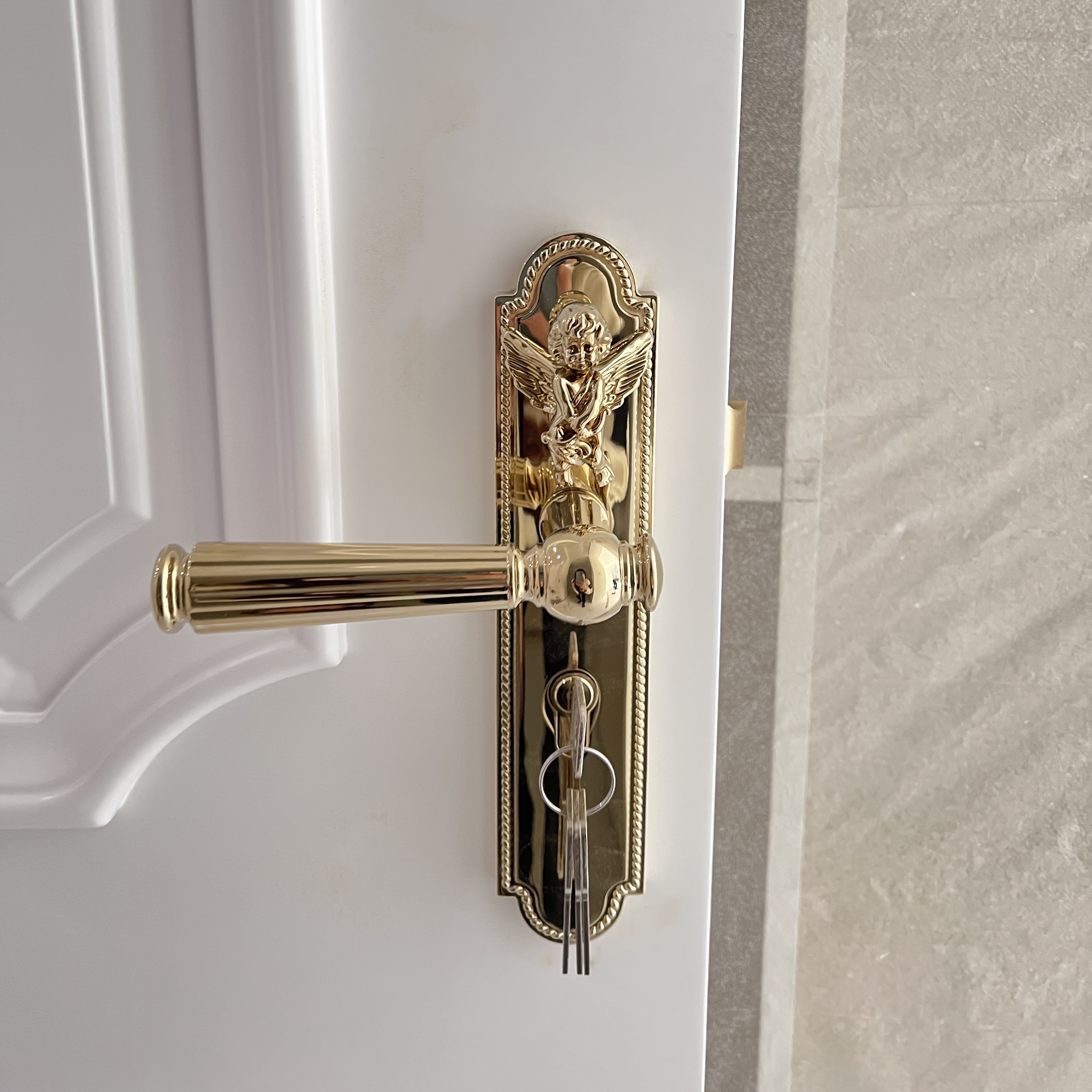 依佰利金色天使门锁法式轻奢静音