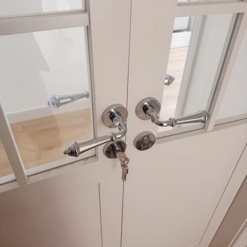 依佰利美式亮铬银色门锁简约轻奢