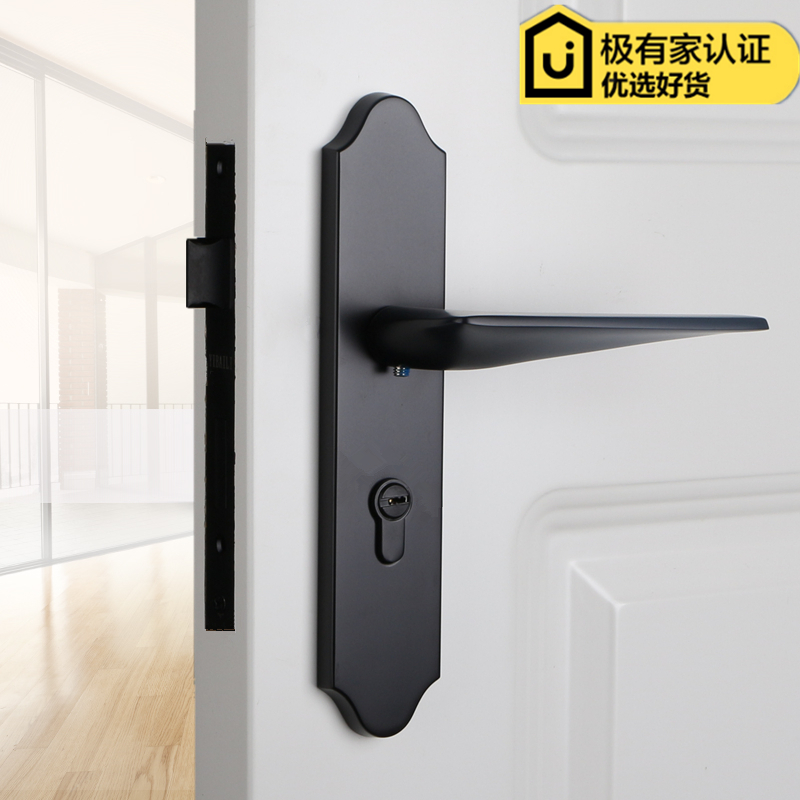 依佰利进口黑色美式室内门锁北欧式黄古铜静音门锁仿古实木门锁具