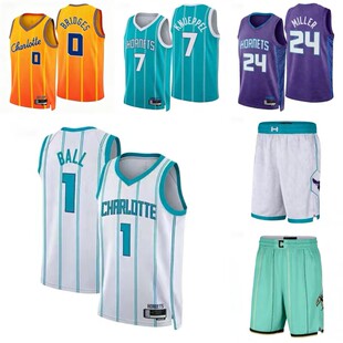 黄蜂队篮球衣1号鲍尔7号克尼佩尔0号布里奇斯球服球迷版背心球裤