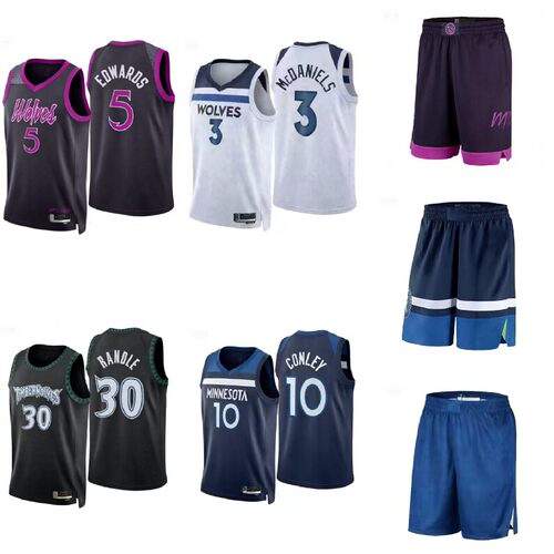 森林狼篮球衣5号爱德华兹30号兰德尔0号迪文11里德球服球迷版球裤