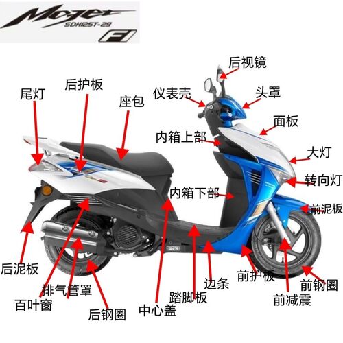 适用新大洲摩托配件SDH125T-28/29魔戟车体全套外壳塑料外壳