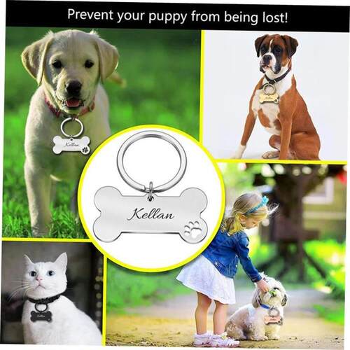 Personalized Pet Dog Tags Shiny Mirror Bone ID Tags Engravin