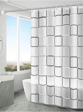 Waterproof 3D Shower Curtain With 12 Hooks Bathing Sheer For