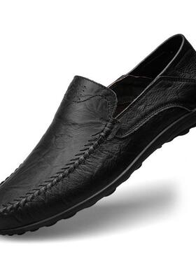 black shoes for men genuine leather man loafers size 48 49