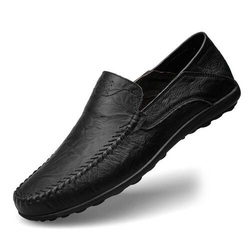 black shoes for men genuine leather man loafers size 48 49