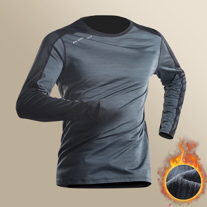 冬季薄绒速干衣男运动t恤