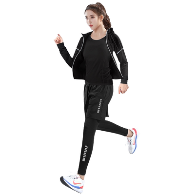 冬季跑步运动套装女加绒健身瑜伽服保暖秋冬户外训练服速干衣装备