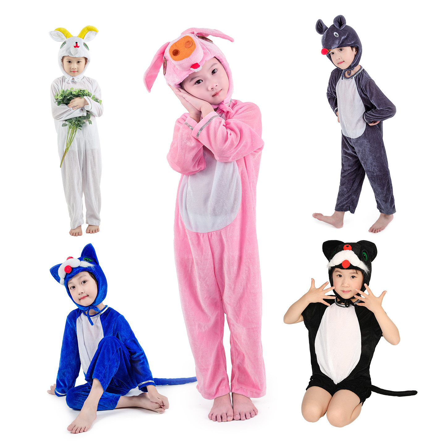 儿童动物演出服装猫捉老鼠小羊猪