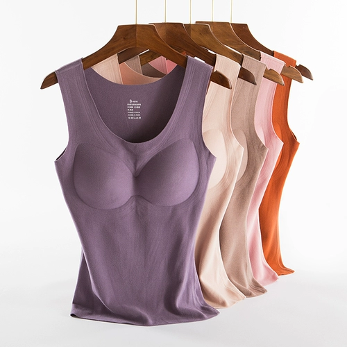 Удерживающая тепло майка топ, бархатный топ с чашечками, базовое утепленное демисезонное нижнее белье, термобелье, в обтяжку