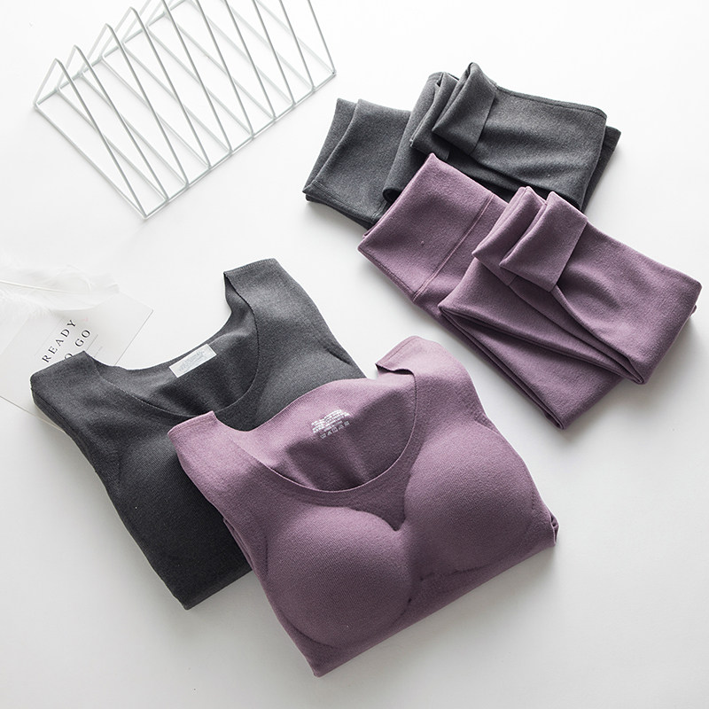 德绒保暖内衣套装女带胸垫无痕自发热秋衣秋裤紧身加绒加厚打底衫,女士内衣/男士内衣/家居服,保暖套装,淘宝优惠券,粉丝福利购,淘宝优惠卷