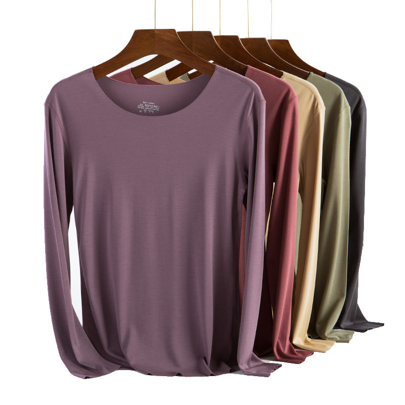 棉毛衫保暖内衣莫代尔大圆领无痕