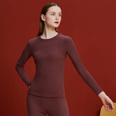 女士德绒发热双面圆领中老年保暖内衣套装 冬 妈妈加绒加厚秋衣秋裤