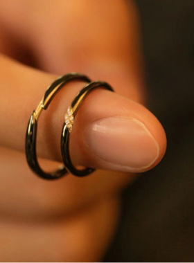 新款黑金星眸戒指女戒简约学生韩