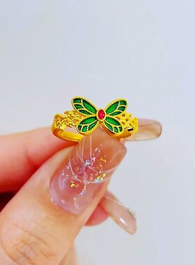 新款珐琅彩工艺蝴蝶戒指古风国潮文艺活口气质精美指环手饰品