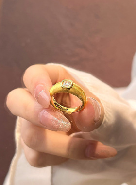 新款开口方钻戒指高级感设计轻奢