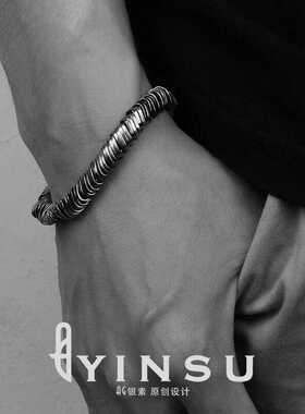 925银手链男士潮扭曲复古嘻哈个