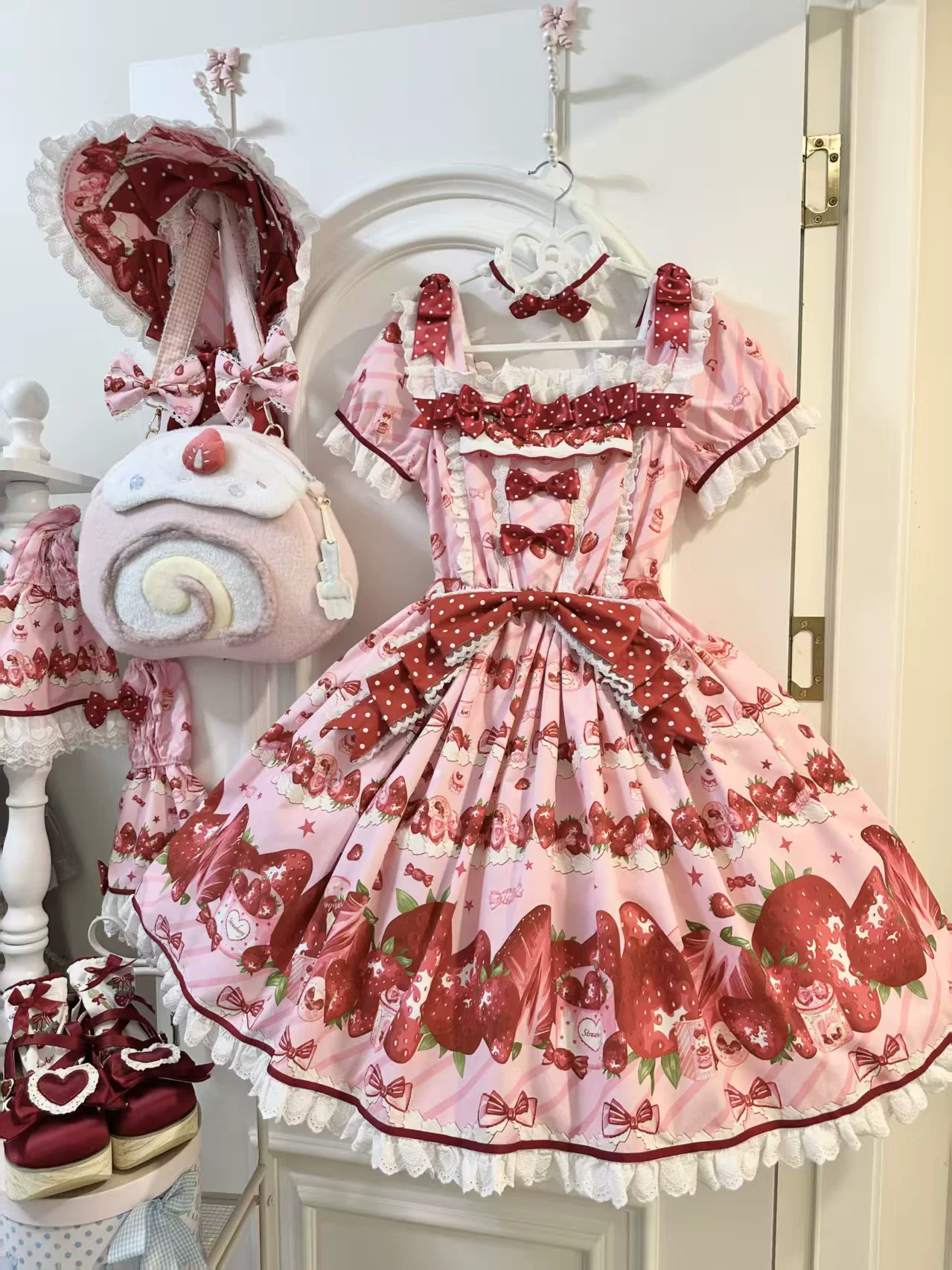 Клубничное платье Lolita OP с подлинным дизайном, лолита стиль, подарочная коробка