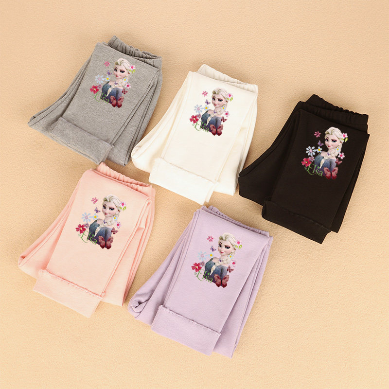 冰雪奇缘艾莎衣服爱沙公主打底裤秋冬款女童加绒长裤儿童加厚裤子
