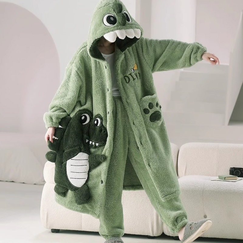 睡衣男秋冬季加厚珊瑚绒2025新款家居服套装卡通青少年法兰绒睡袍