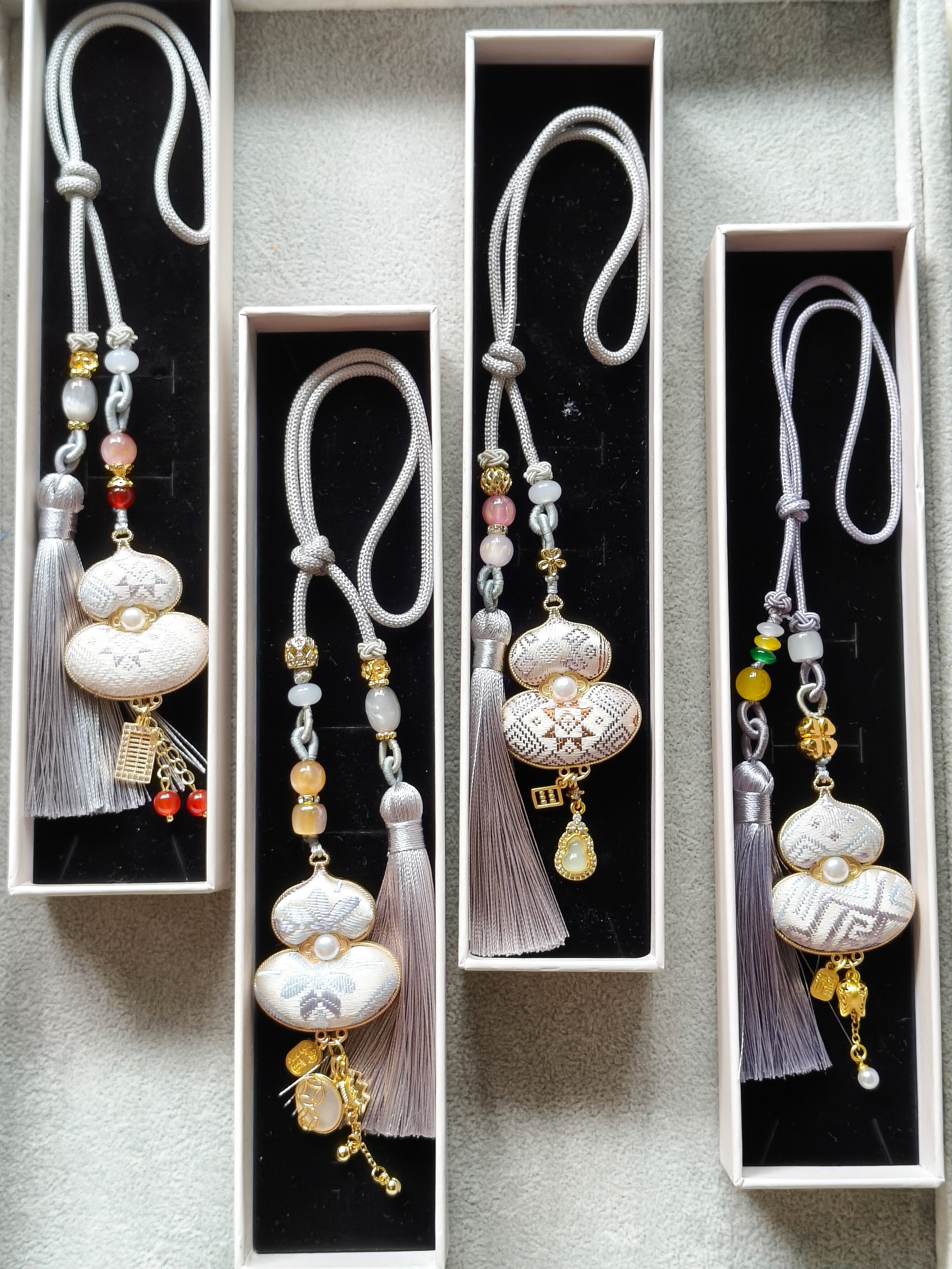 广西非遗壮锦手工双面如意葫芦流苏车挂