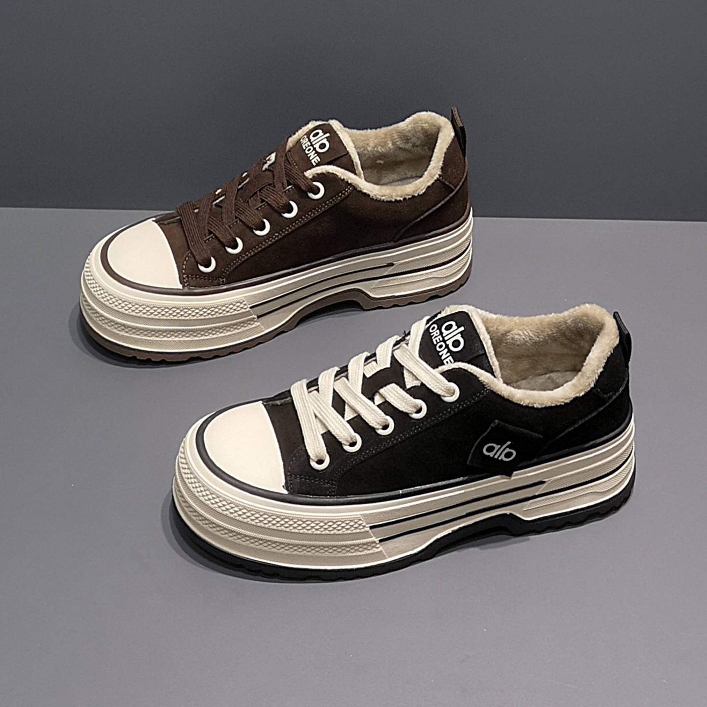 2025冬新款厚底字母加绒休闲鞋