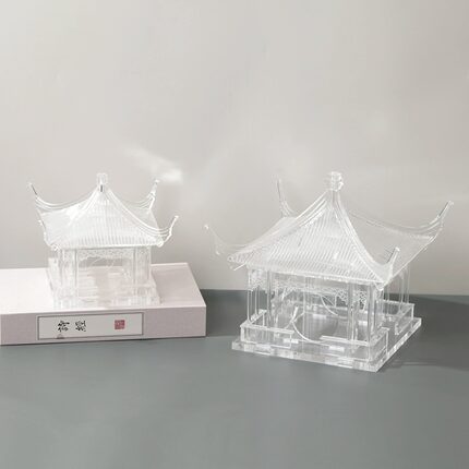 新中式亚克力透明阁楼古建筑艺术高级雕塑软装饰品大房子模型摆件
