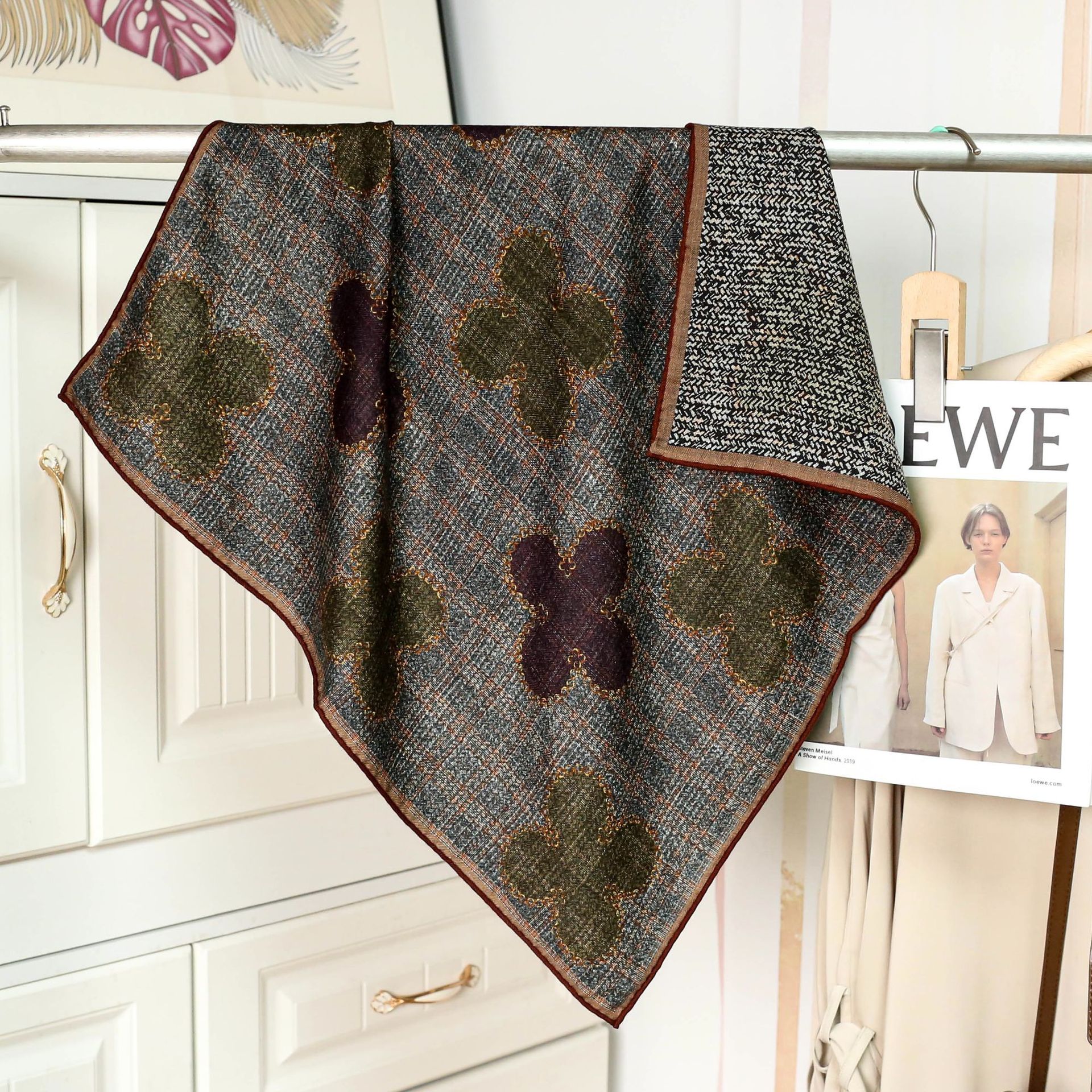 四叶草真丝羊毛双面复古女